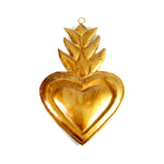 Sacred Heart ex voto milagro 6in featuring flaming Heart of Jesus and Passion of Christ religious symbolism