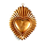 Sacred Heart ex voto milagro 6in with radiant sunburst design, vintage-style religious wall decor