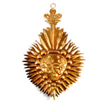 Ornate Sacred Heart of Jesus milagro featuring a crown of thorns surrounded by rays of Divine light