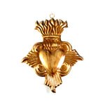 Sacred Heart ex voto milagro 5.75in featuring flaming Heart of Jesus and Passion of Christ religious symbolism