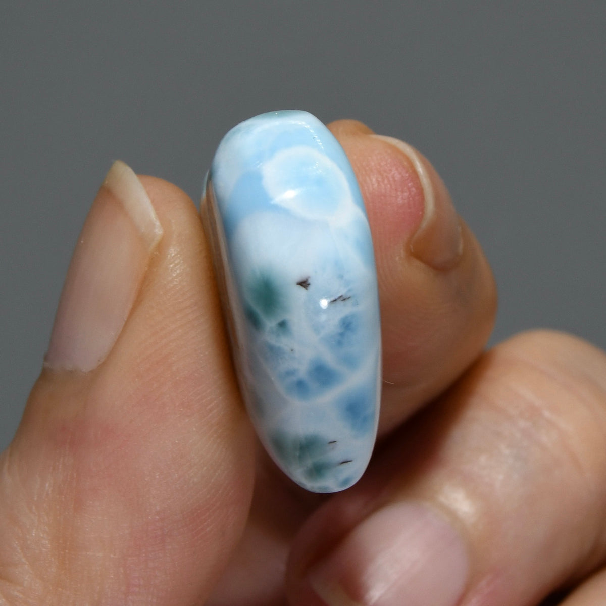 Natural Larimar Crystal Puffy Heart