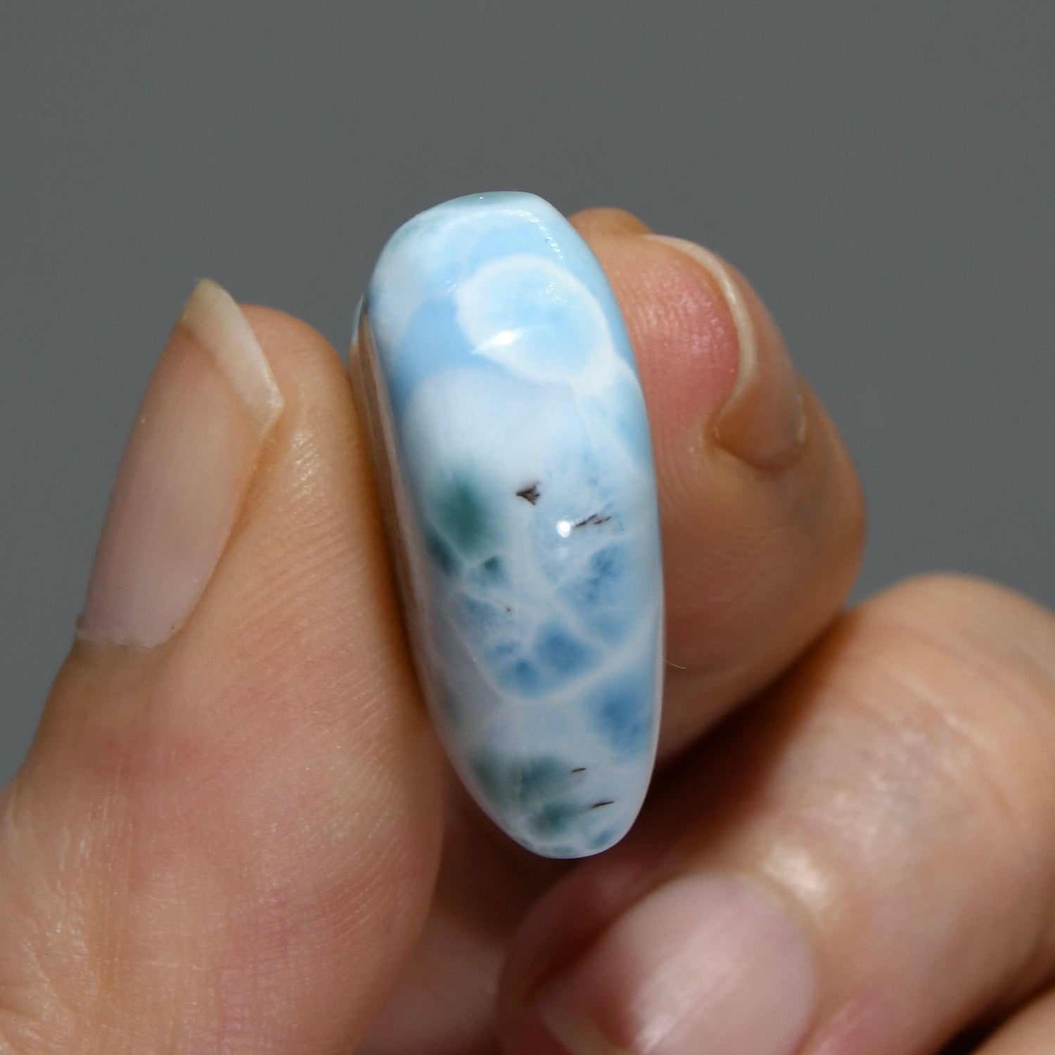 Natural Larimar Crystal Puffy Heart