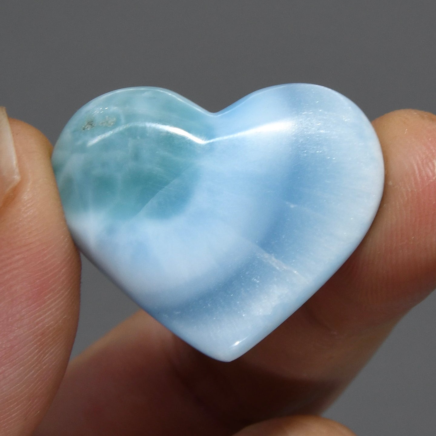 Natural Larimar Crystal Puffy Heart