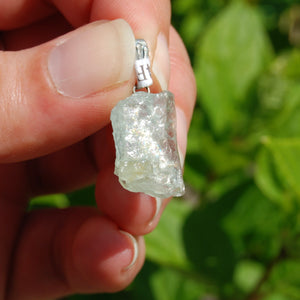 Raw Gem Aquamarine Crystal Pendant for Necklace