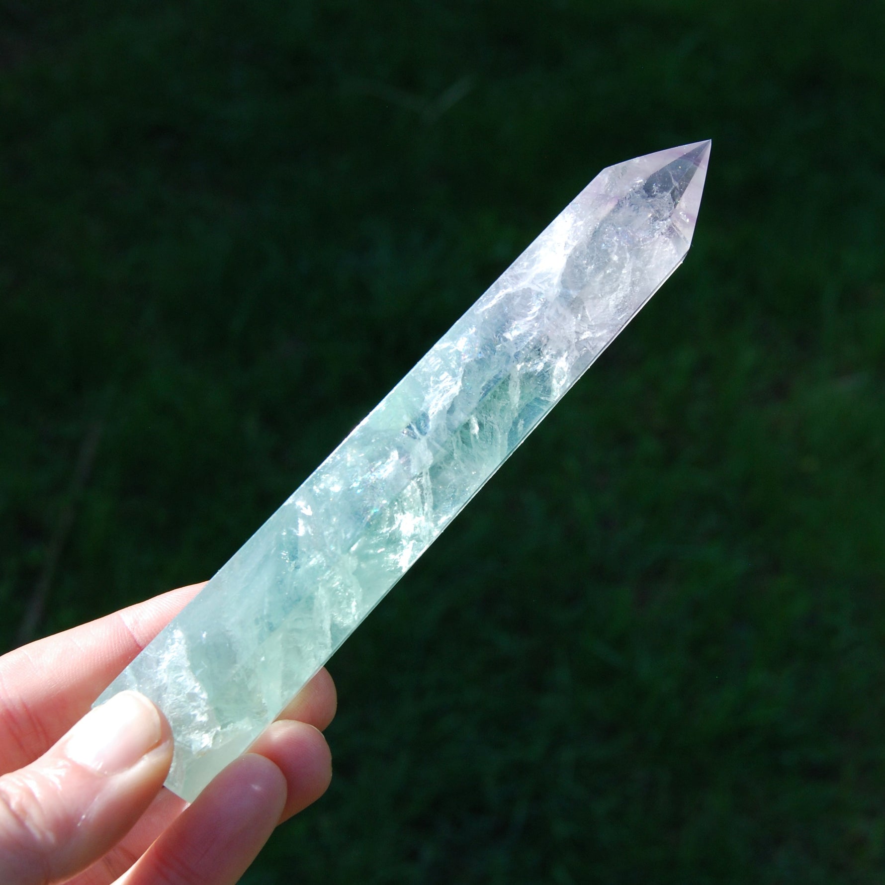 Large Watermelon Fluorite Crystal Tower