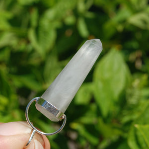 Blue Amphibole Quartz Crystal Sterling Silver Pendant for Necklace, Blue Angel Phantom Quartz Crystal