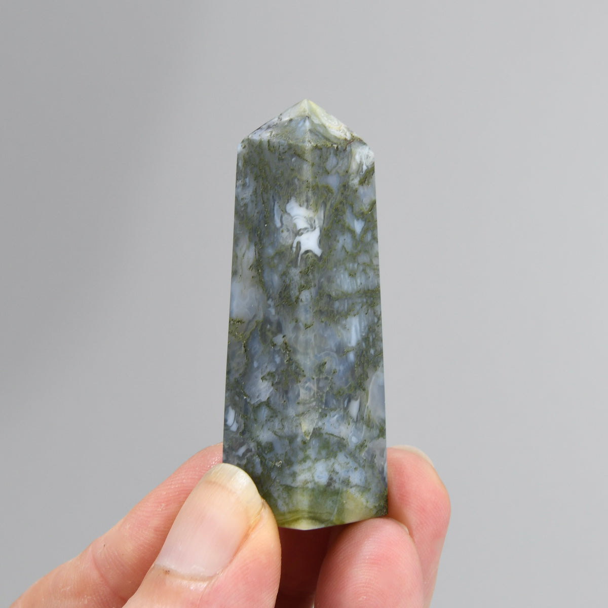 Garden Agate Crystal Tower, Intricate Moss Agate