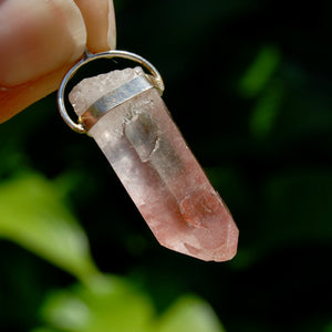 Strawberry Pink Lemurian Seed Crystal Pendant