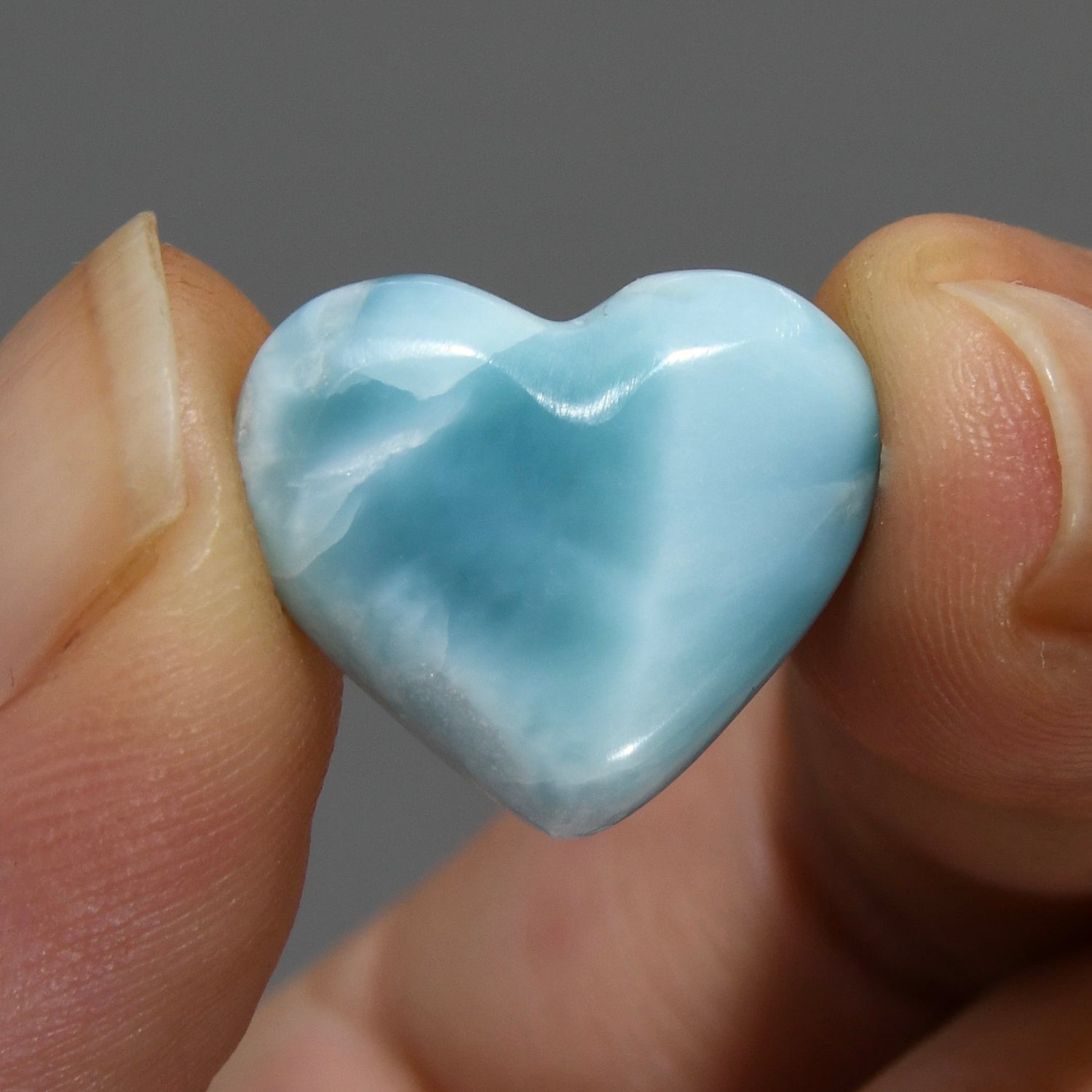 Natural Larimar Crystal Puffy Heart