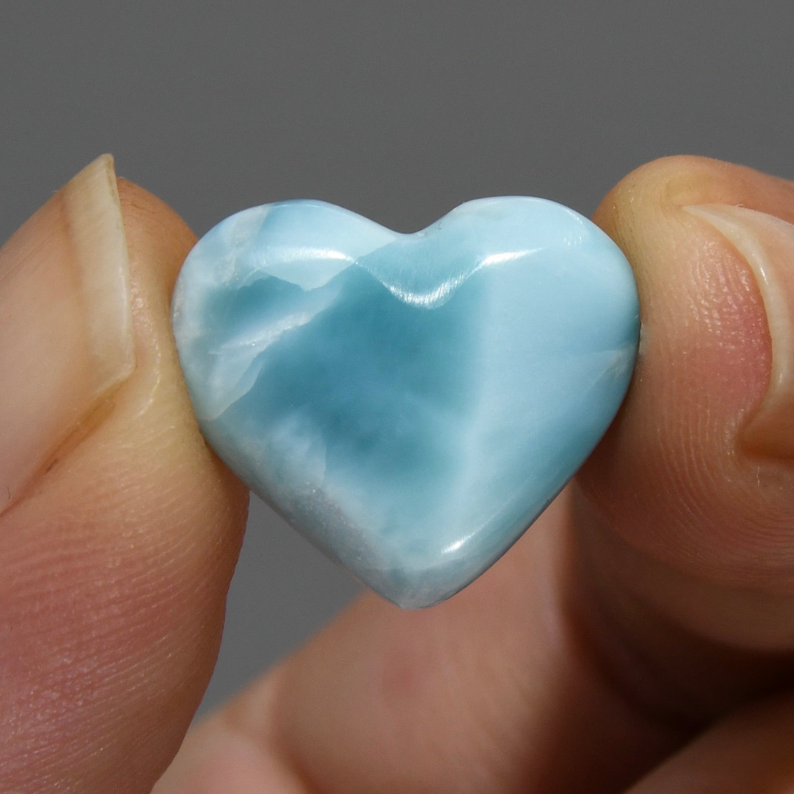 Natural Larimar Crystal Puffy Heart