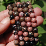 Pink Rhodonite Crystal Beaded Bracelet