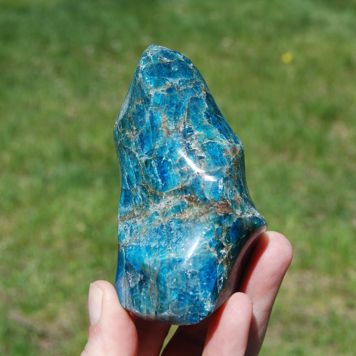Blue Apatite Crystal Flame, Madagascar