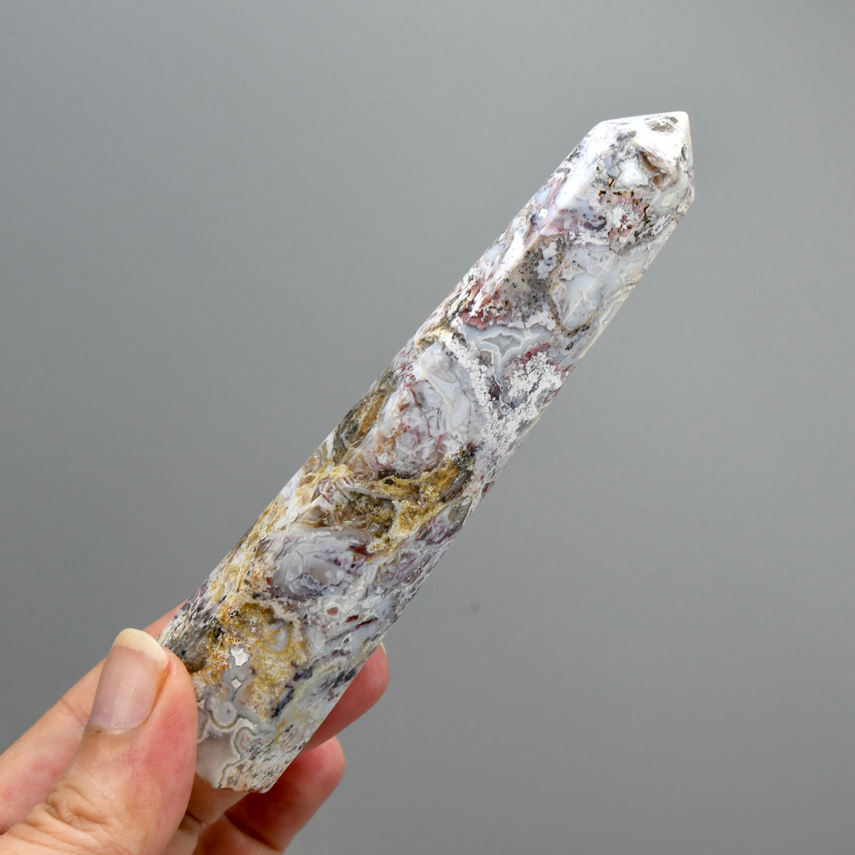 Pink Crazy Lace Agate Crystal Tower