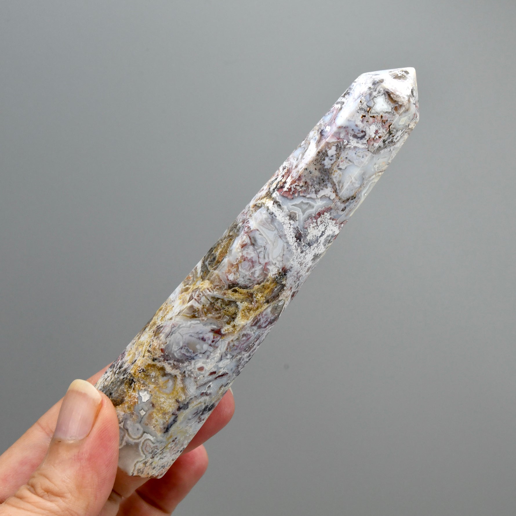 Pink Crazy Lace Agate Crystal Tower