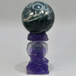 Fluorite Carved Crystal Angel Sphere Stand