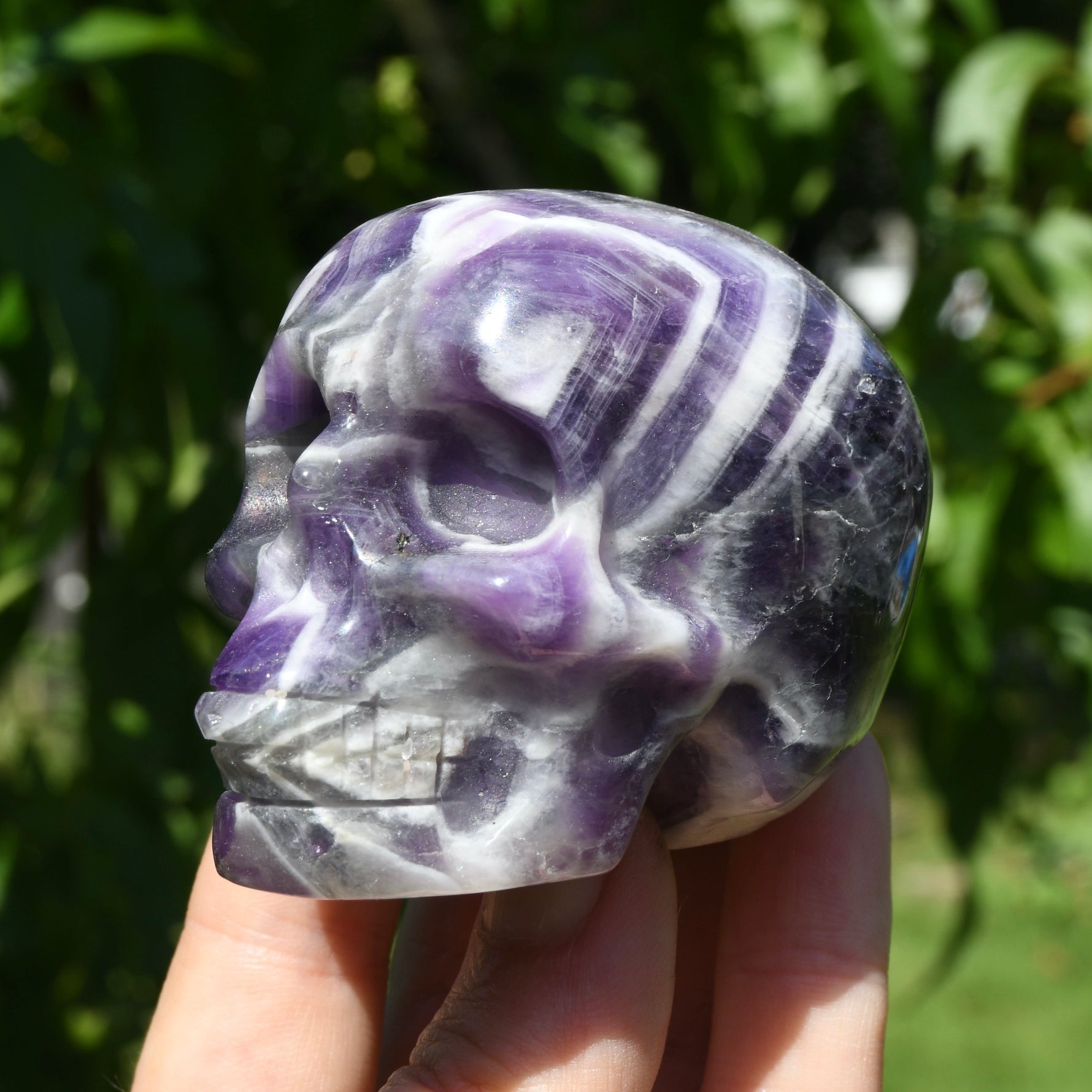Chevron Dream Amethyst Crystal Skull