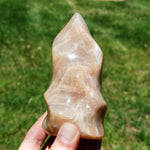 Peach Moonstone Crystal Freeform Flame Tower, India