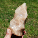 Peach Moonstone Crystal Freeform Flame Tower, India