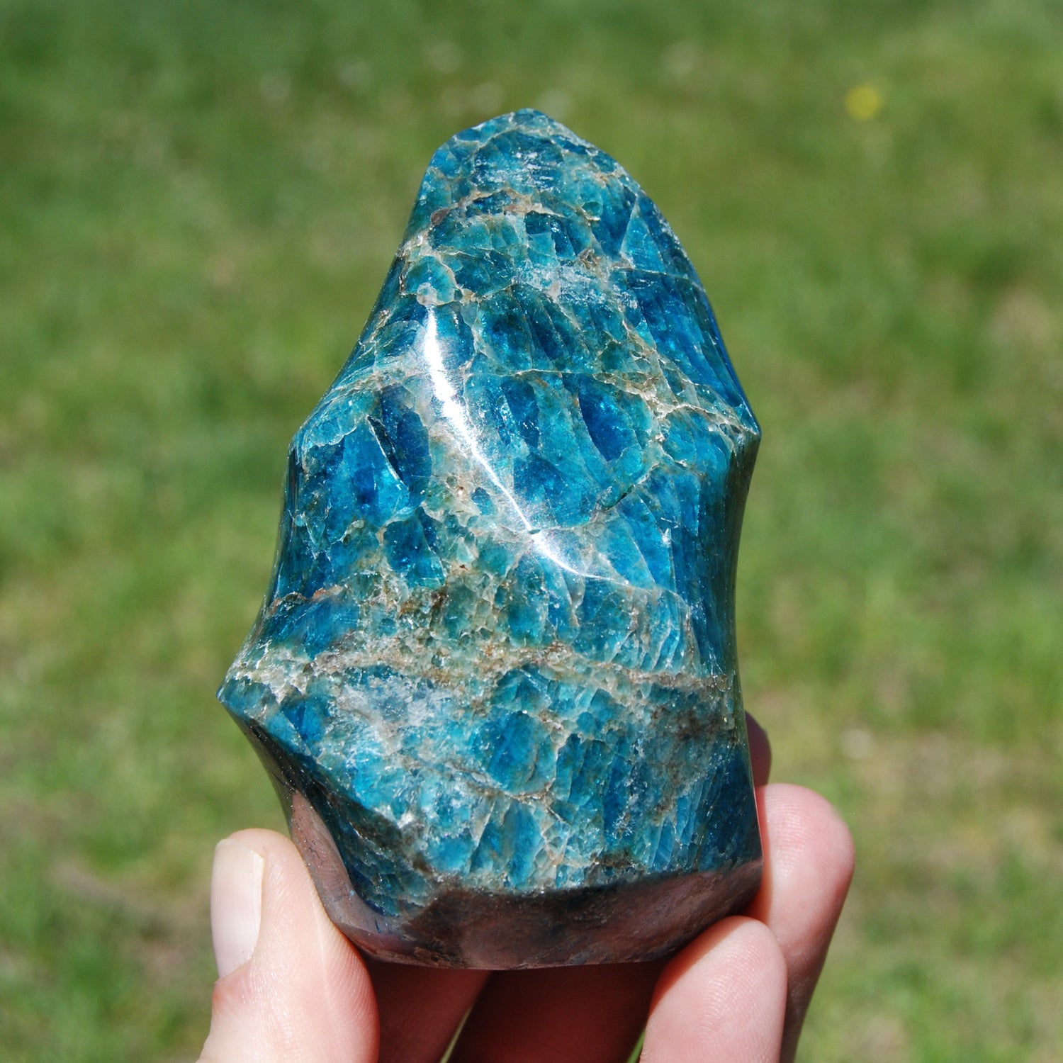 Blue Apatite Crystal Flame, Madagascar