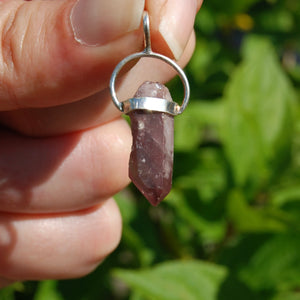 Pink Lithium Lemurian Seed Crystal Pendant for Necklace