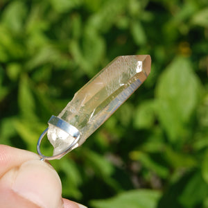 Cosmic Dow Channeler Fire Lemurian Seed Quartz Crystal Starbrary Pendant