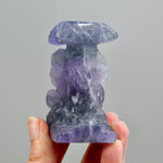 Purple Fluorite Carved Crystal Angel Sphere Stand