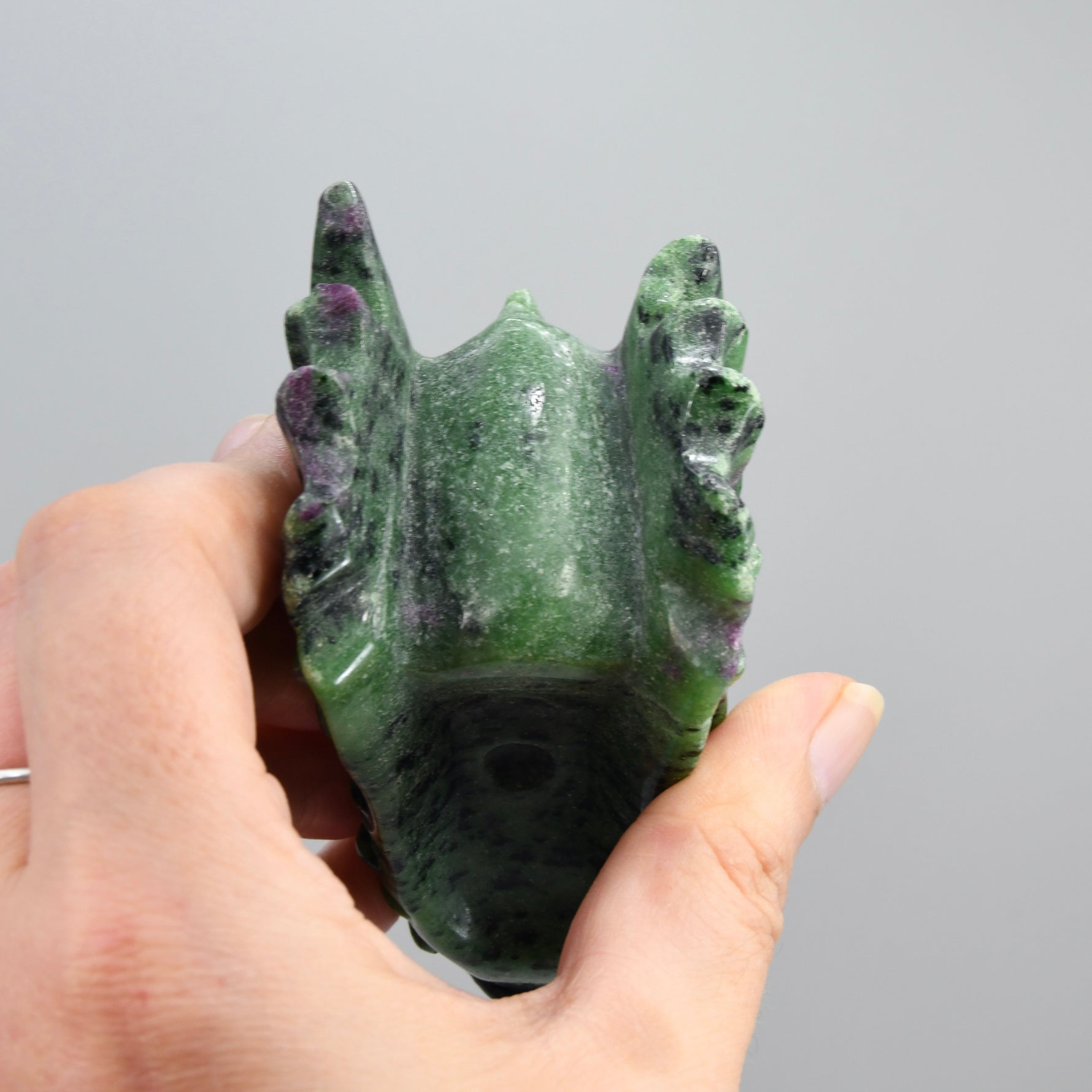 Ruby Zoisite Carved Crystal Dragon Skull