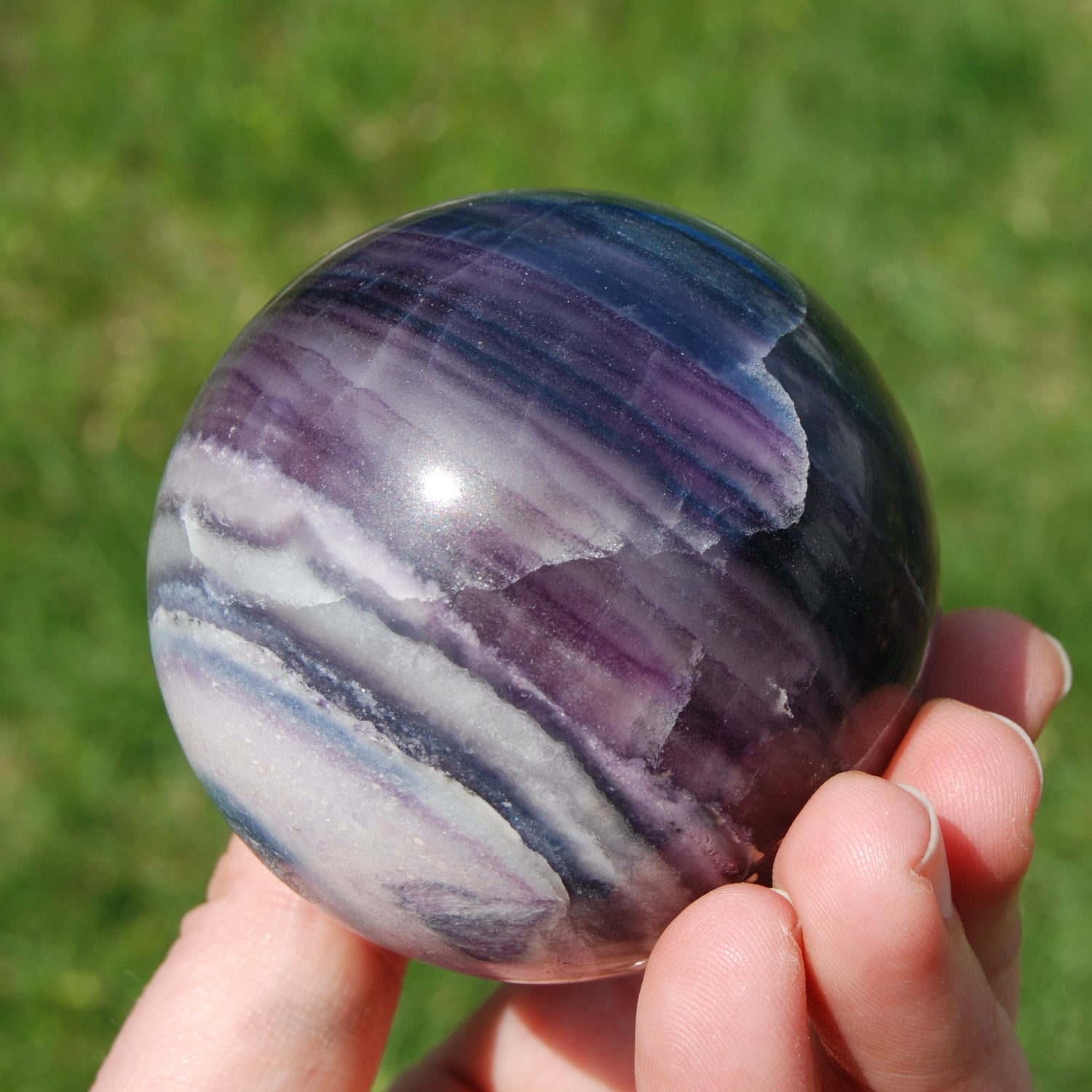 Silky Fluorite Crystal Sphere