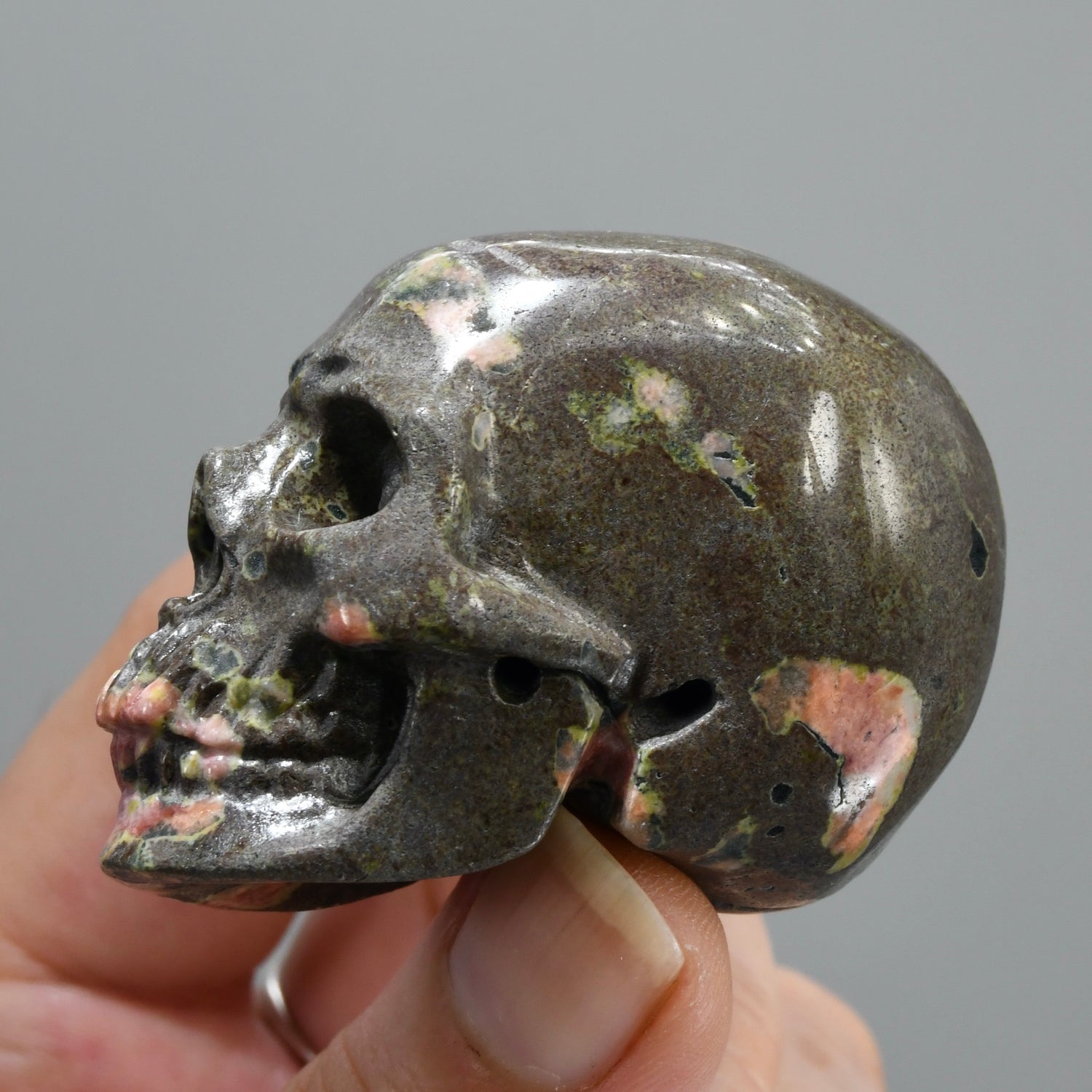 Plumite Jasper Carved Crystal Skull