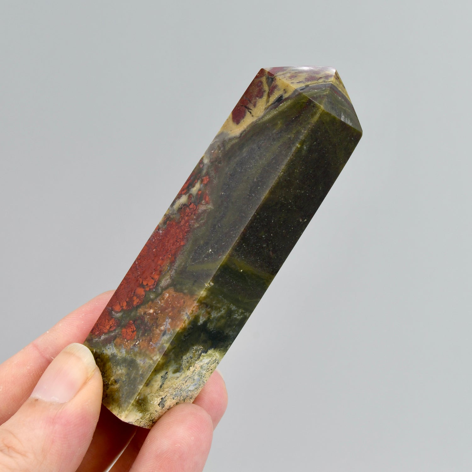 Red Garden Agate Crystal Tower, Intricate Red Moss Agate