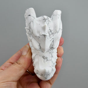 Howlite Carved Crystal Dragon Skull