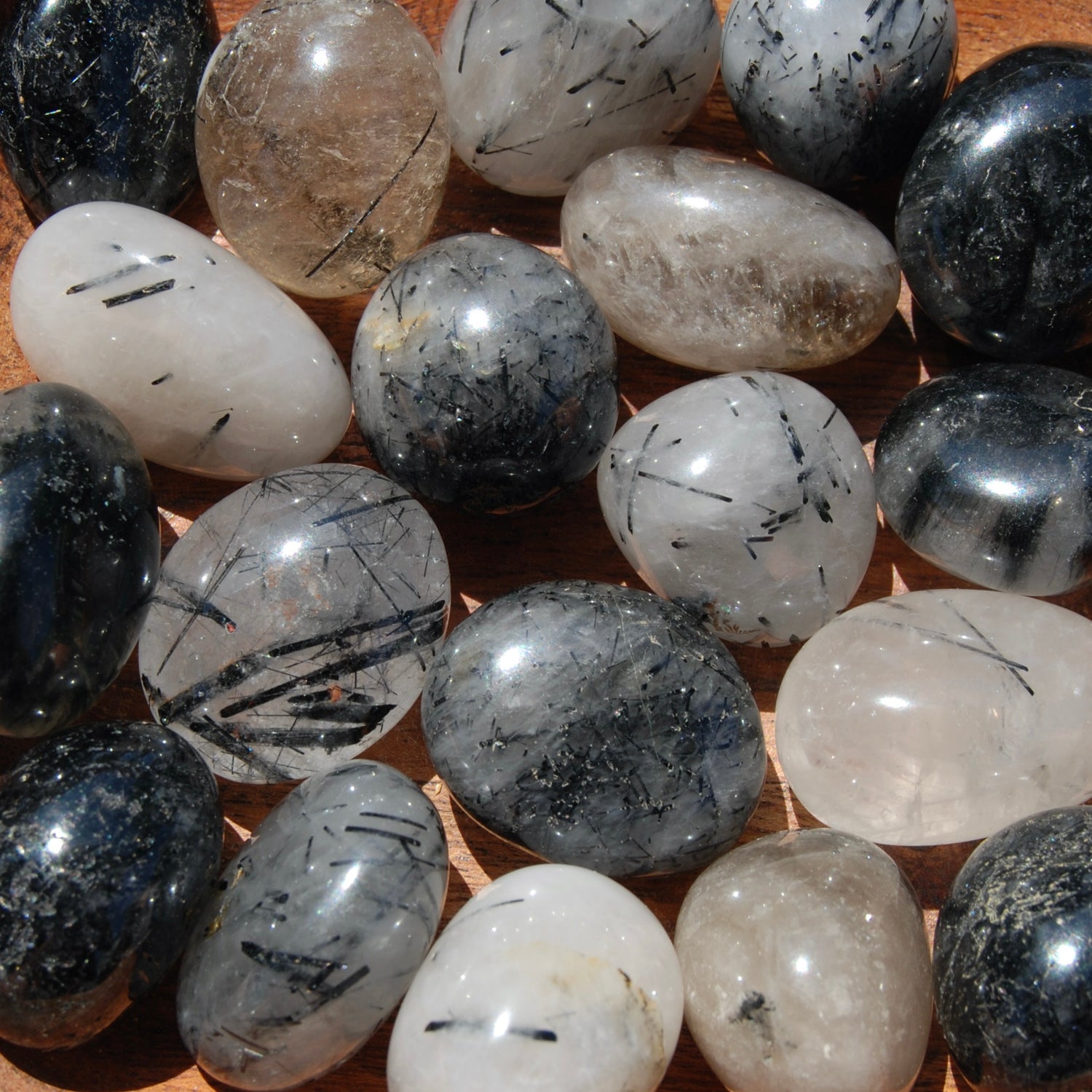 Black Tourmaline Quartz Crystal Tumbled Stones
