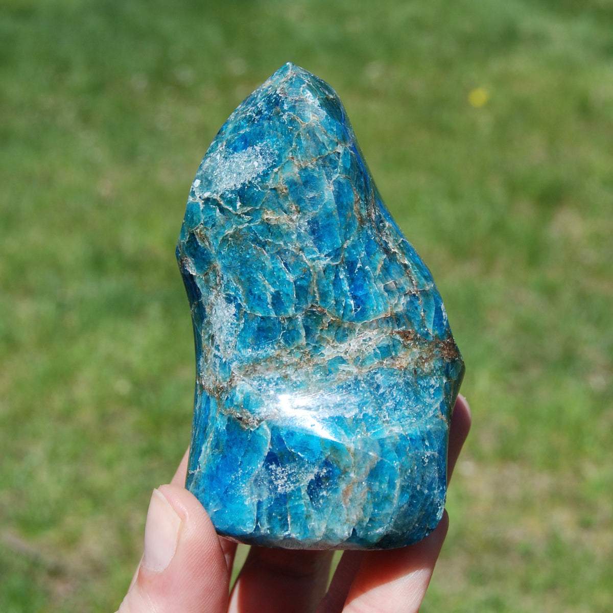 Blue Apatite Crystal Flame, Madagascar