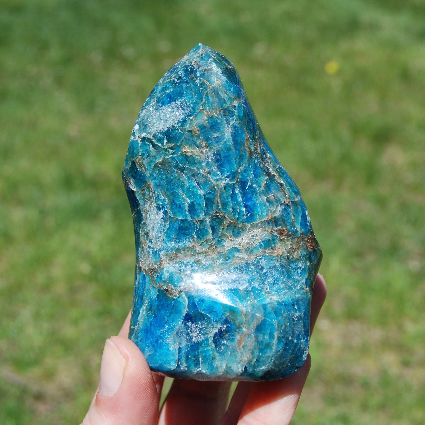 Blue Apatite Crystal Flame, Madagascar