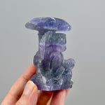 Purple Fluorite Carved Crystal Angel Sphere Stand