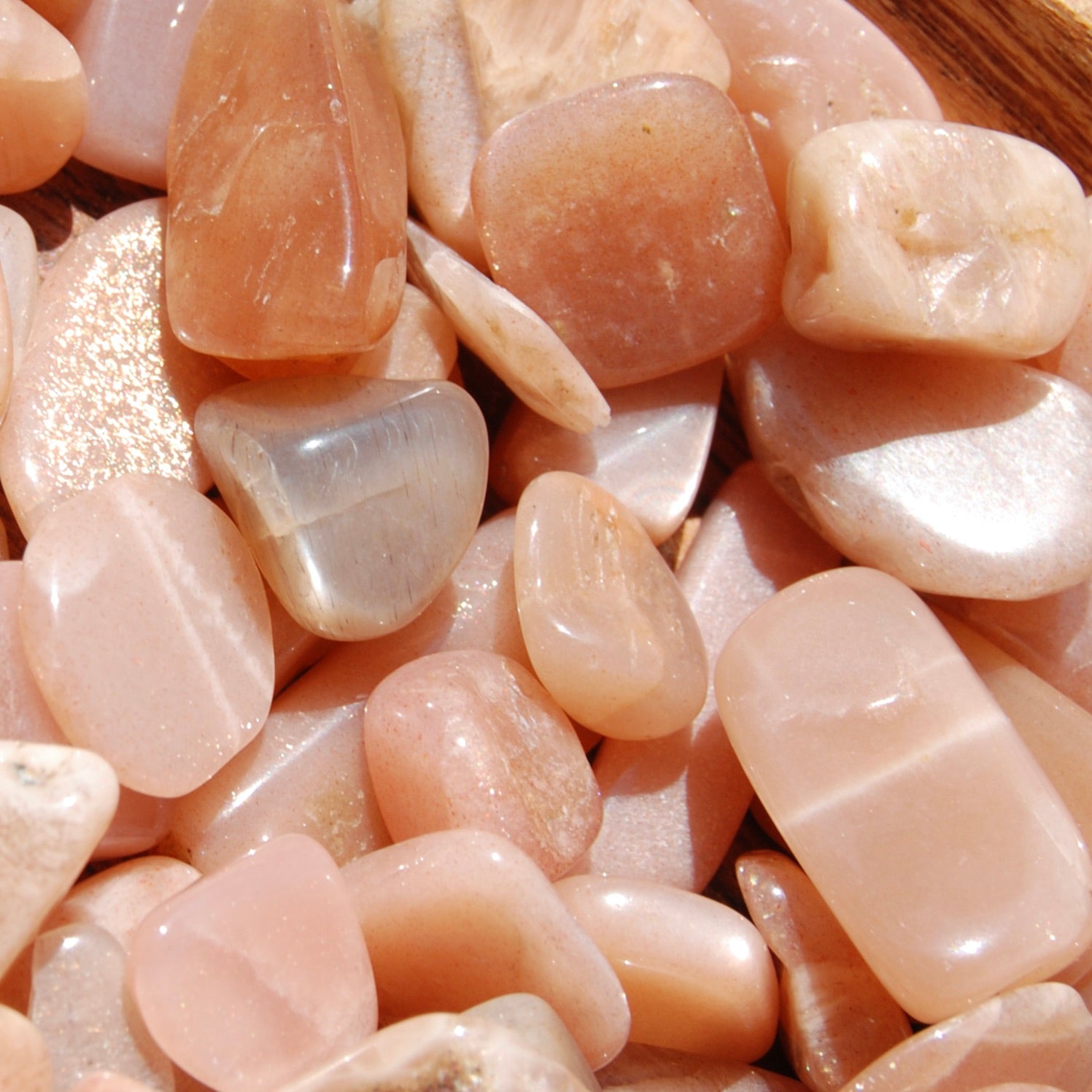 Golden Confetti Sunstone Moonstone Crystal Tumbled Stones