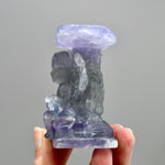 Purple Fluorite Carved Crystal Angel Sphere Stand