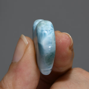 64ct 32mm Natural Larimar Crystal Puffy Heart, Blue Larimar Gemstone, Dominican Republic e7