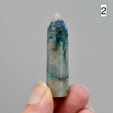 Load image into Gallery viewer, Phoenix Stone Ajoite Malachite Azurite Chrysocolla Quartz Crystal Tower, Messina Mine
