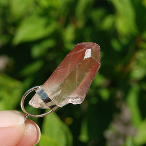 Tantric Twin Strawberry Pink Lemurian Seed Crystal Pendant for Necklace