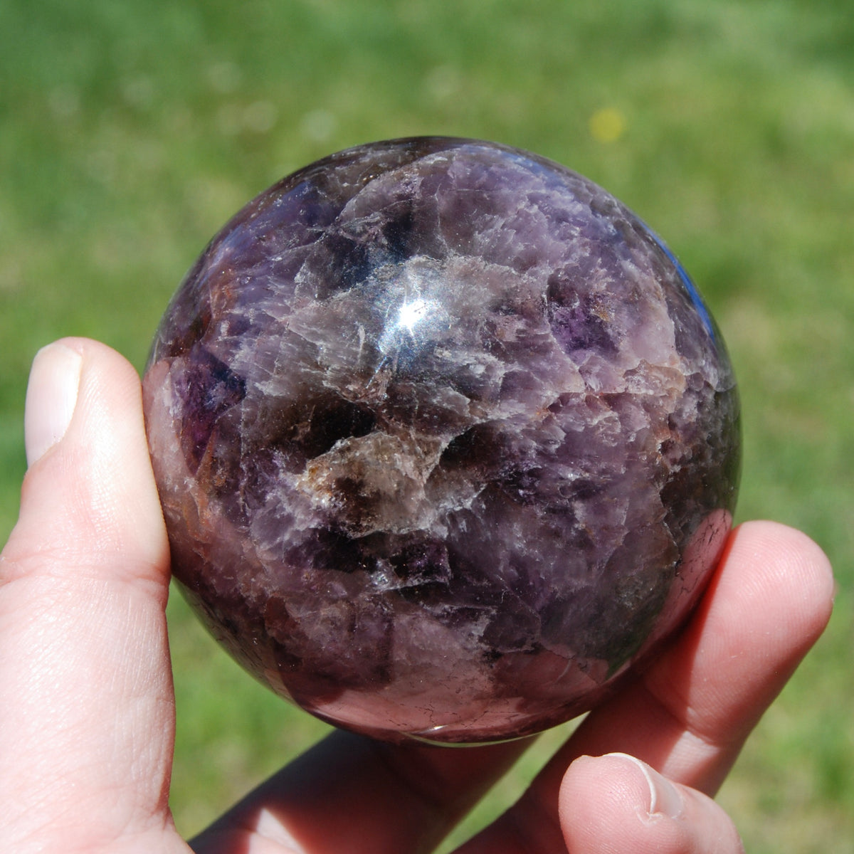 XL Super Seven Cacoxenite Crystal Sphere, Super 7 Amethyst Cacoxenite Trapiche Eye, Brazil