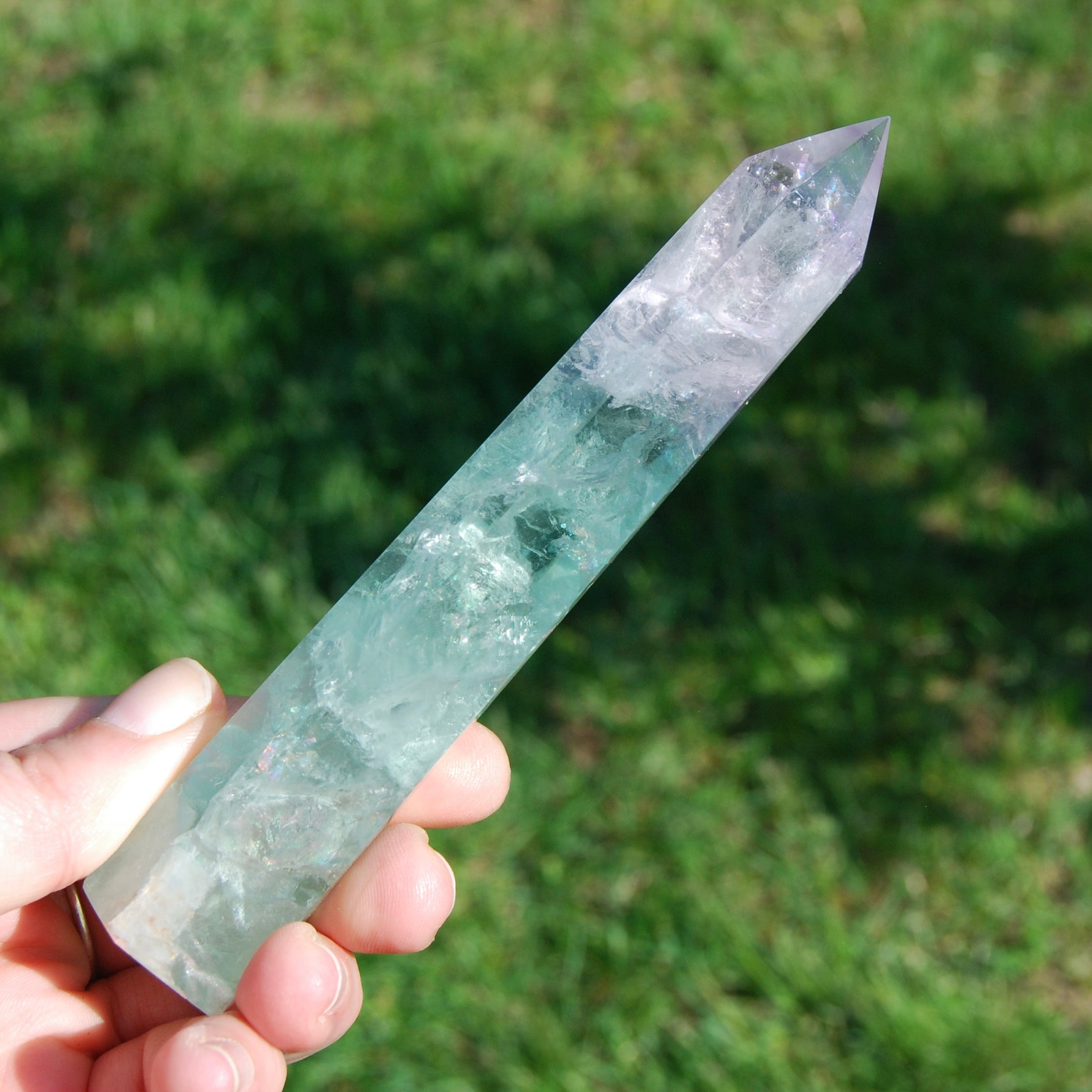 Large Watermelon Fluorite Crystal Tower