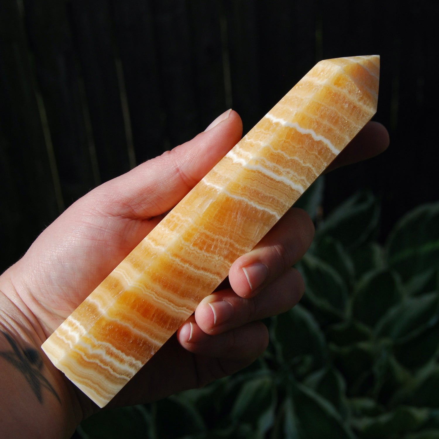 Banded Orange Calcite Crystal Tower, Pakistan