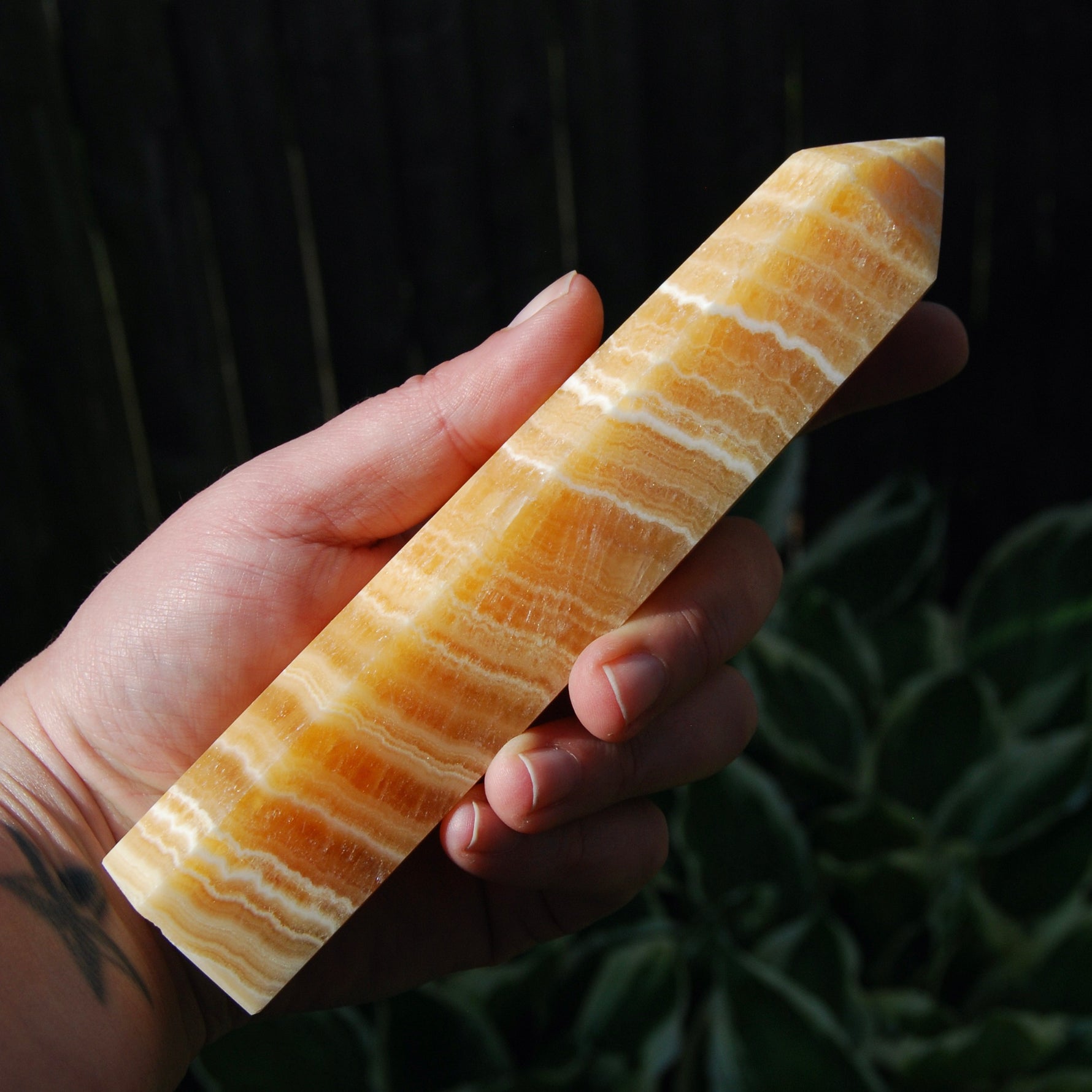 Banded Orange Calcite Crystal Tower, Pakistan