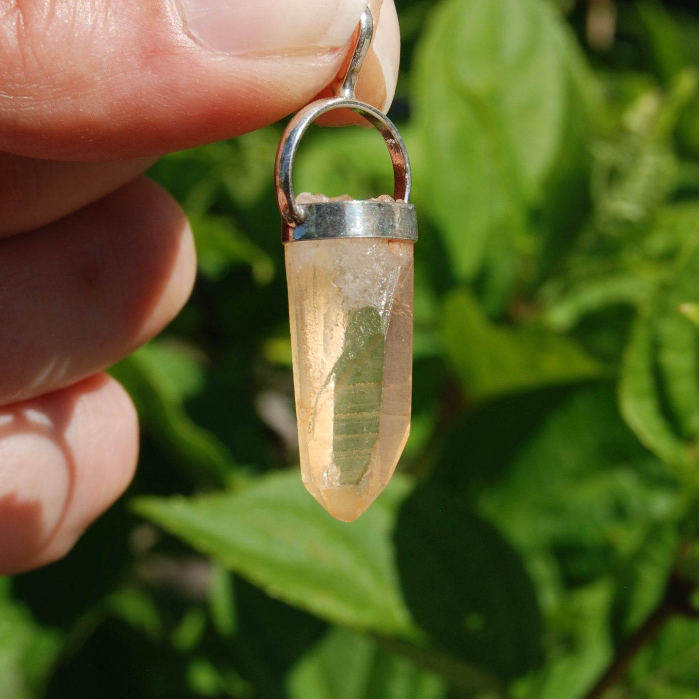 Fire Lemurian Seed Quartz Crystal Pendant