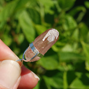 Tantric Twin Strawberry Pink Lemurian Seed Crystal Pendant for Necklace