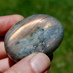 Sunset Pink Peach Labradorite Crystal Palm Stone