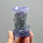 Purple Fluorite Carved Crystal Angel Sphere Stand