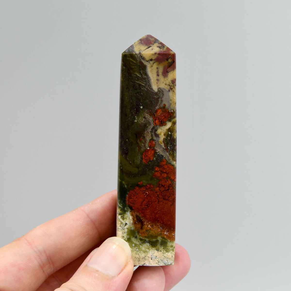 Red Garden Agate Crystal Tower, Intricate Red Moss Agate