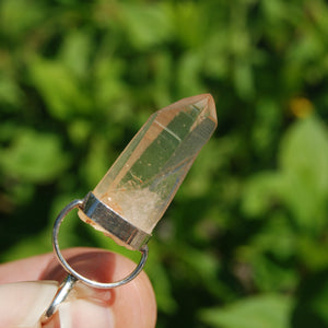 Fire Lemurian Seed Quartz Crystal Pendant